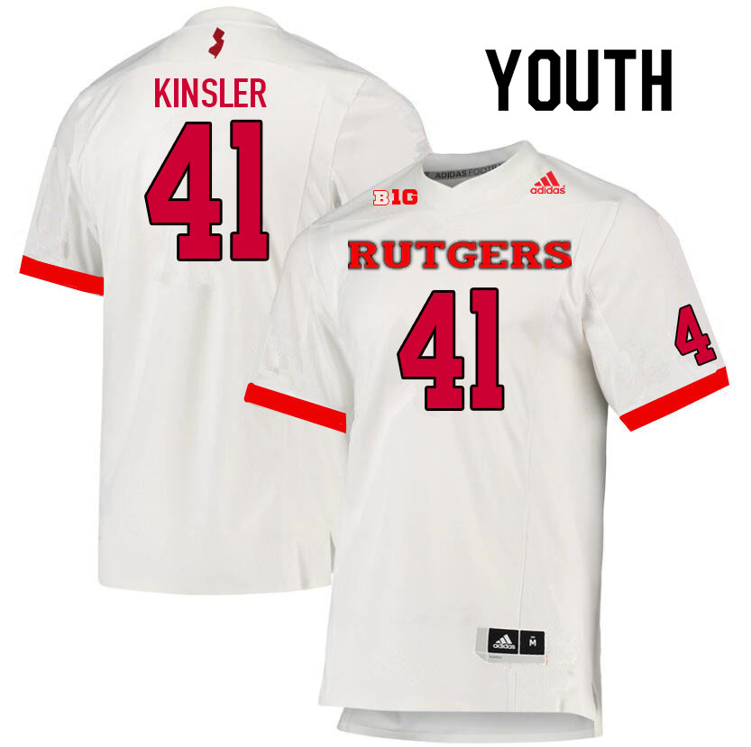 Youth #41 Jordan Kinsler Rutgers Scarlet Knights College Football Jerseys Sale-White - Click Image to Close
